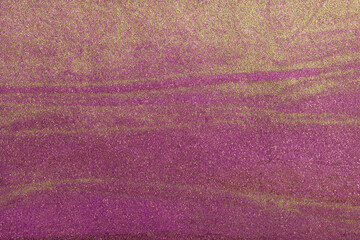 Abstract art background purple and golden colors. Watercolor painting on canvas.