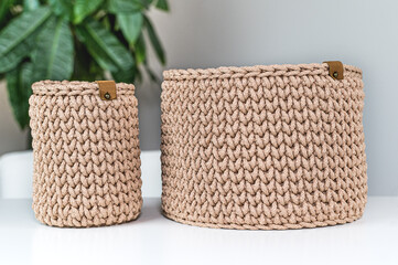 Beige Crochet Baskets from Rope