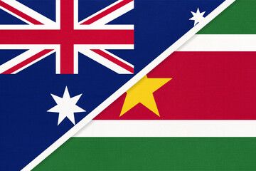 Australia and Suriname, symbol of national flags from textile.