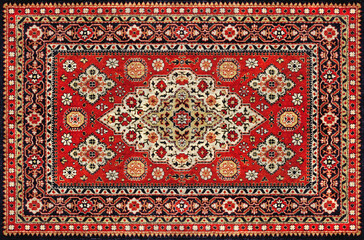 Old Red Persian Carpet Texture, abstract ornament