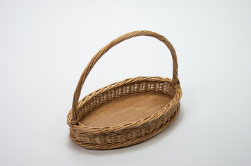 Wicker oval basket, handmade, tray with handle