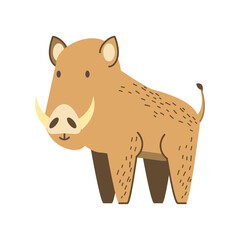 wild boar jungle animal in cartoon abstract design