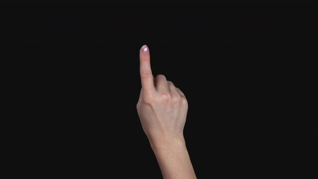 Set of 9 different pre keyed chroma key transparent swipe gestures fast and slow on greenscreen womans hand shot in 4k uhd