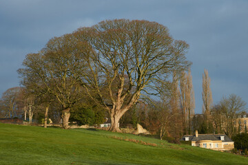 Golf course overlooking the historic city of Bath in Somerset, England