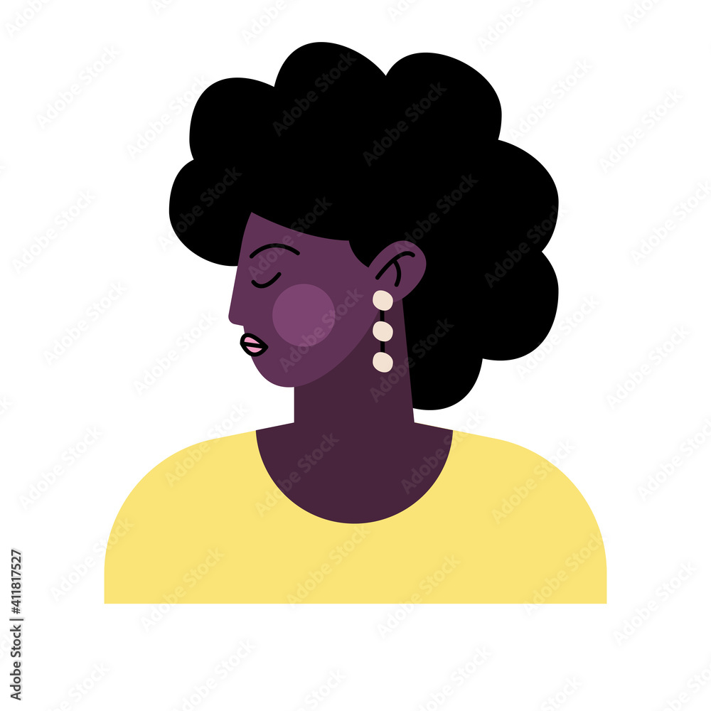 Sticker afro young woman avatar character