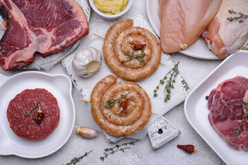 Assortment of various types of meat