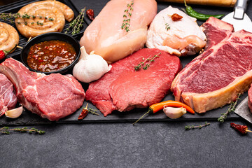 Assortment of various types of meat
