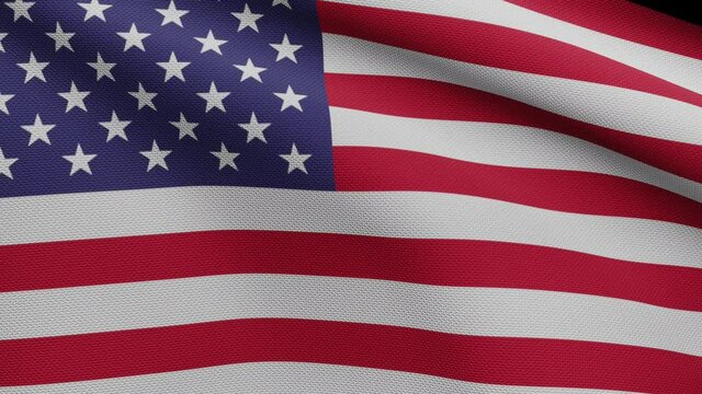 American flag waving in the wind. Close up of USA banner blowing, soft and smooth silk. Cloth fabric texture ensign background. Use it for national day and country occasions concept.-Dan
