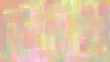 Light neon with pink, yellow shades. Abstract art background. Acrylic paint with geometric brush strokes in sunny color. Textured surface for banner, poster. Horizontal illustration