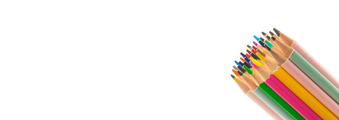 colored pencils on a white background. education concept. illustration of training