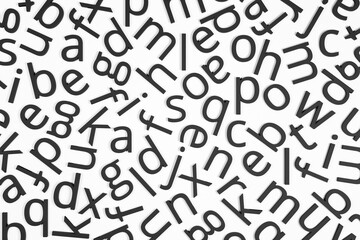 3-dimensional letters randomly placed on a white background