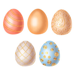 Easter eggs. Decorative set on white background