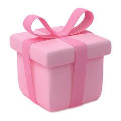 Gift box with ribbon in cartoon style. Pink present. Vector EPS 10.