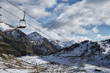 ski lift in the mountains