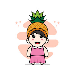 Cute girl character design wearing pineapple hat costume.