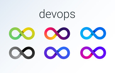 DevOps icon. software development - Dev and IT operations - Ops . loop eight logo for software technology companies. vector gradient icon illustration - obrazy, fototapety, plakaty