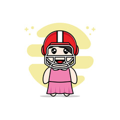 Cute girl character design wearing american football helmet costume.