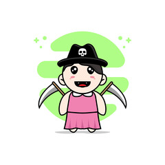 Cute girl character design wearing angel of death costume.