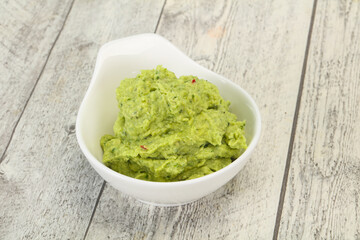 Avocado guacamole sauce with chili pepper