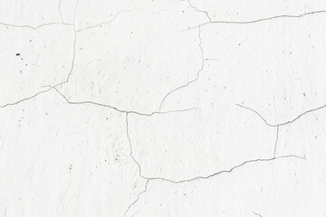 White paint black cracks background. Scratched lines texture. White and black distressed grunge concrete wall pattern for graphic design. Peel paint crack. Weathered rustic surface. Dry paint backdrop