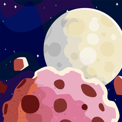 space moon asteroids stars astronomy galaxy background