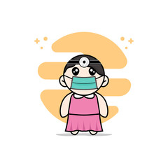 Cute girl character wearing doctor costume.