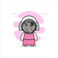 Cute girl character wearing astronaut costume.