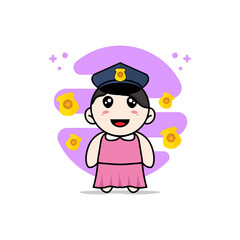 Cute girl character wearing police costume.