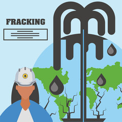 fracking female worker and oil industry extraction production world