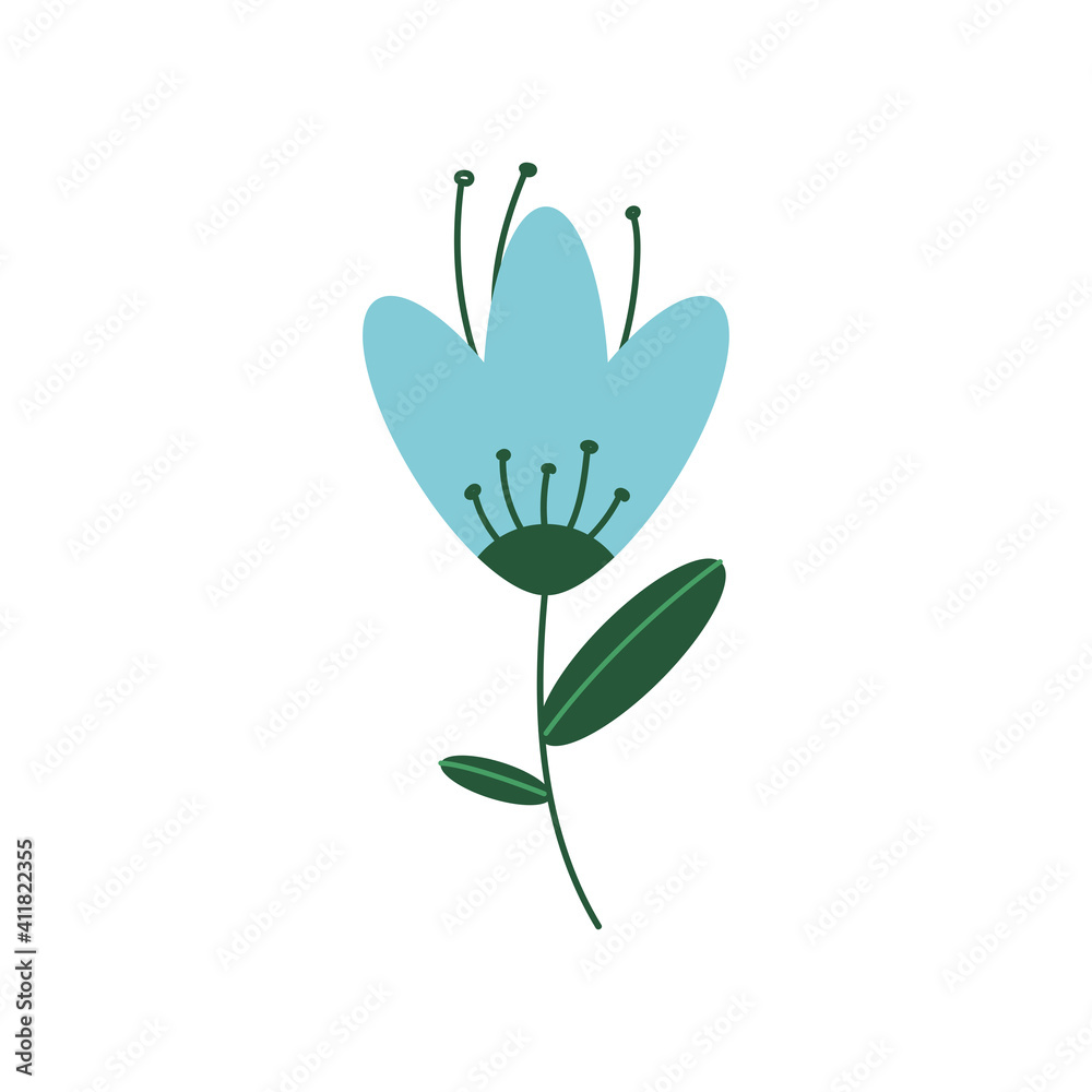 Poster beautiful blue flower nature icon