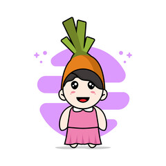 Cute girl character wearing carrot costume.