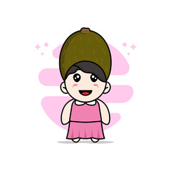 Cute girl character wearing kiwi costume.