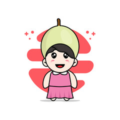 Cute girl character wearing honeydew costume.