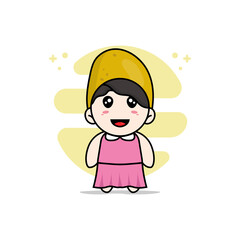 Fototapeta na wymiar Cute girl character wearing potato costume.