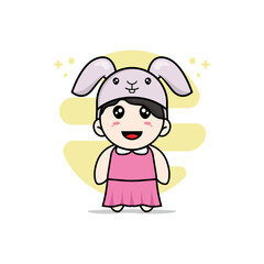 Cute girl character wearing rabbit costume.