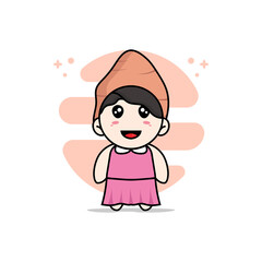 Obraz na płótnie Canvas Cute girl character wearing yam costume
