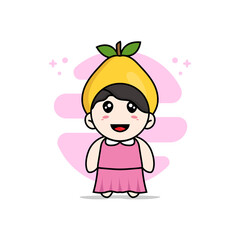 Cute girl character wearing quince costume.