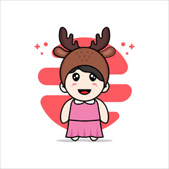Cute girl character wearing deer costume.