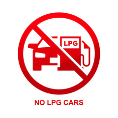 No lpg cars sign isolated on white background.