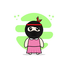 Cute girl character wearing ninja costume.
