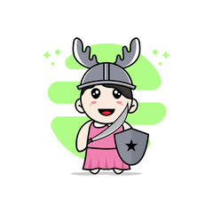 Obraz na płótnie Canvas Cute girl character wearing fighter costume.