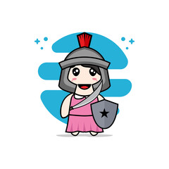 Cute girl character wearing gladiator costume.