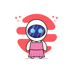 Cute girl character wearing astronaut costume.