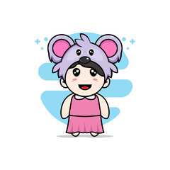 Cute girl character wearing koala costume.