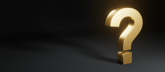 Gold Question Mark 3D Render with Space for Text