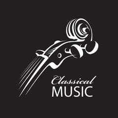 abstract icon of violin with text isolated on black background © Alexkava