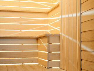 wooden sauna interior wood-fired sauna with LED lighting