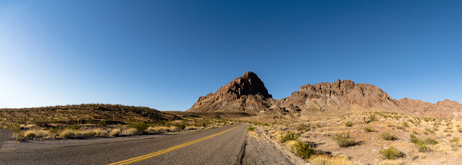 Highway to the picturesque rocks; traveling to Arizona by the Route 66