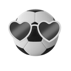 football,soccer ball with sunglasses on white background 3d rendering