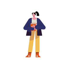 young teacher woman with books character